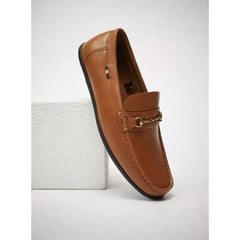 Metal Accent Slip-On Loafers - Brown