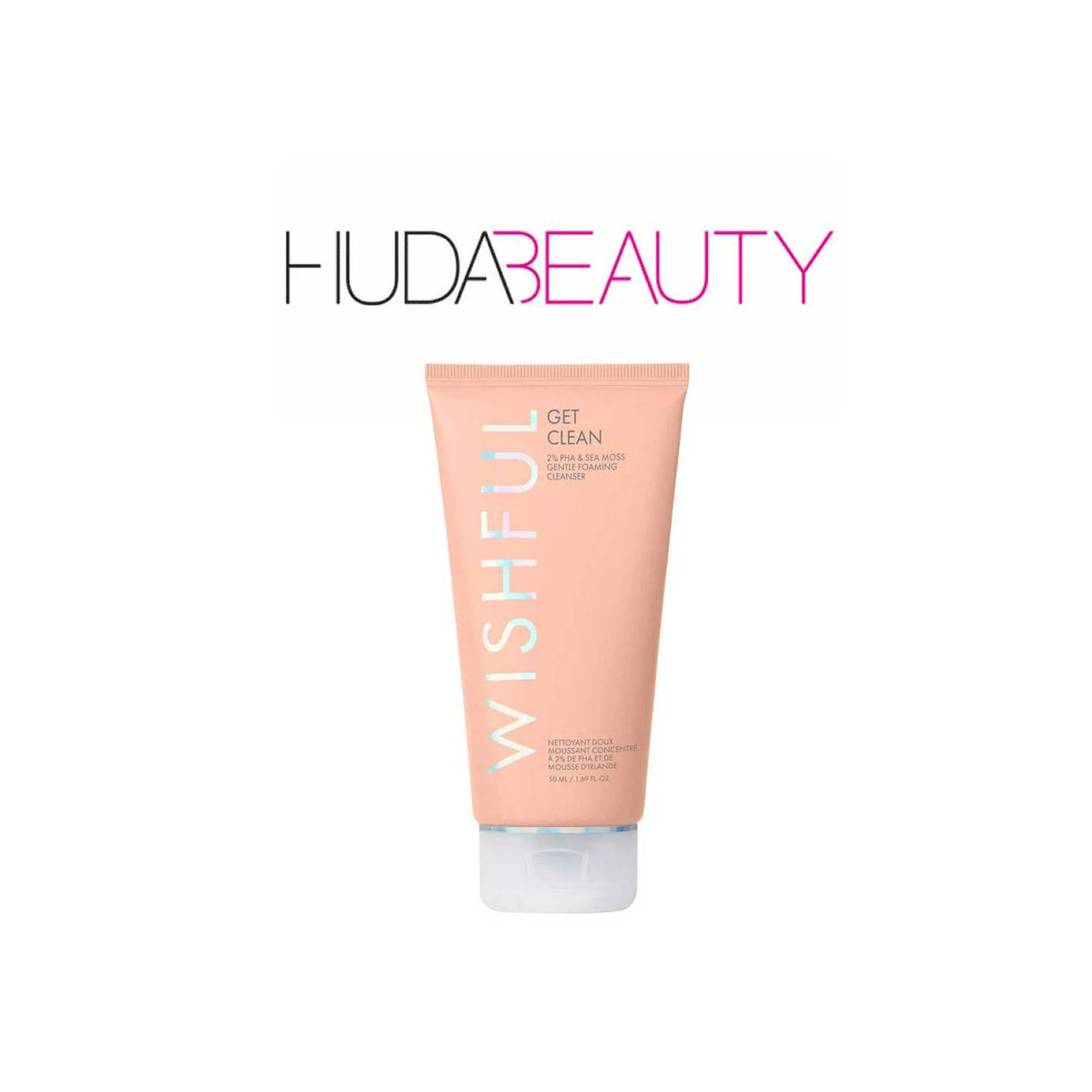 HUDA BEAUTY WISHFUL Get Clean 2% PHA & Sea Moss Gentle Foaming Cleanser 50ml