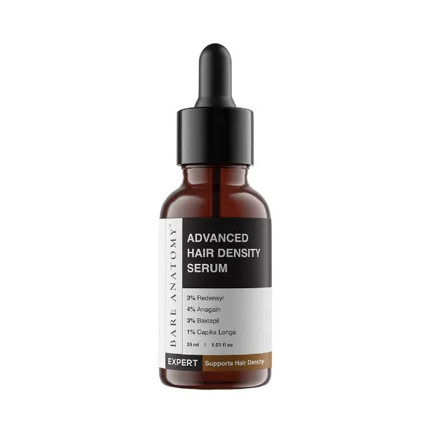 Bare Anatomy Advanced Hair Density Serum and Roll-On| 3% Redensyl + 4% Anagain + 2% Baicapil + 5% Rosemary, Rice Water, Biotin & Saw Palmetto| Reduces Hair Fall, Supports Hair Growth for Men & Women