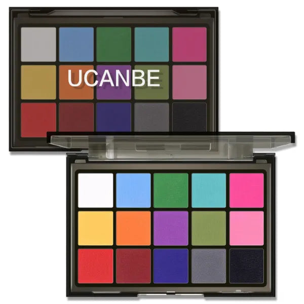 UCANBE 15 Color Eyeshadow Palette Collection – Vibrant Neon, Smoky & Neutral Shades – Highly Pigmented Matte, Shimmer & Glitter Finishes