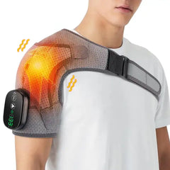 Democe Cordless Shoulder Heating Pad - Heated Wrap with 3 Vibration Modes for Women & Men