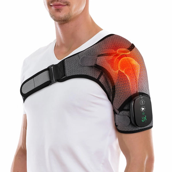Dearbeauty Cordless Heated Shoulder Wrap with Massage - 3 Heat & Vibration Settings - Grey