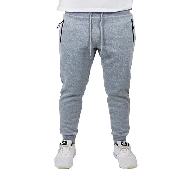Galaxy By Harvic Men's Pro Star Slim Fit Fleece Lined Jogger Sweat Pant  Heather Grey M
