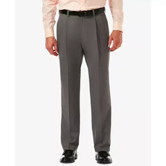 Haggar Men's Expandable Waist Pleated Stretch Dress Pants