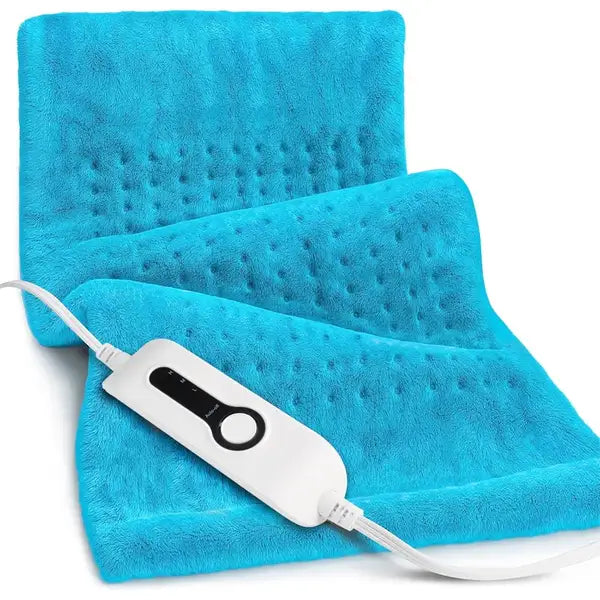 COWIN Double-Sided Heating Pad 12"x24" – 3 Heat Settings for Neck, Shoulders, and Full-Body Relief - Light Blue