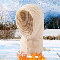 Hemlock Winter Hat & Neck Collar – Unisex Knitted Christmas Hood, Windproof Snood with Button Design