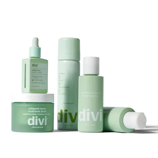 Divi Hydrating Hair Care Discovery Kit, Includes Travel Size Shampoo, Conditioner, 15ml Scalp Serum, Dry Shampoo, Whipped Mask, Removes Scalp Buildup, Hydrates, and Nourishes Hair, 5 Piece Set