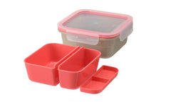 IKEA 365+ Lunch Box With Inserts Square Beige Light Red 750ml Plastic Lunch Box for Convenient Meal Storage