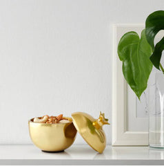 IKEA AROMATISK Decoration Bowl with Lid Pomegranate Versatile and Stylish Home Table Decor Gold