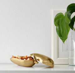 IKEA AROMATISK Decorative Bowl with Lid for Home Table Decoration and Serving Dry Fruits Exquisite Gold