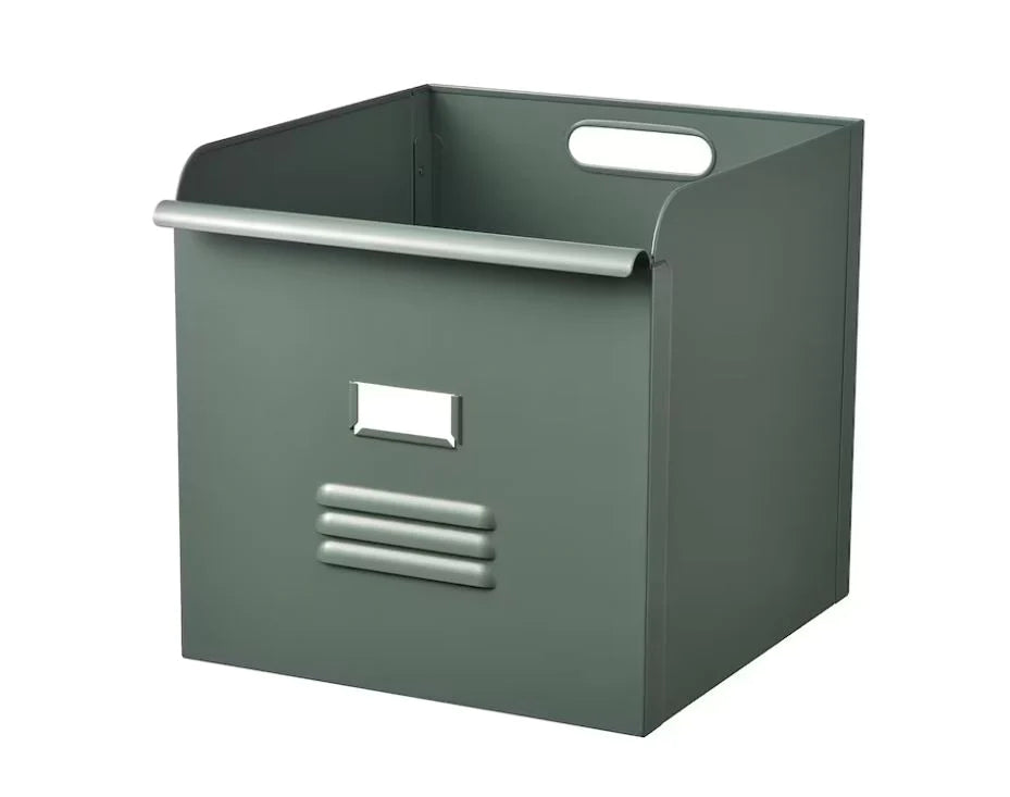 IKEA REJSA Storage Box - Grey Green/Metal, 32x35x32cm