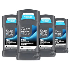 Dove Men+Care Deodorant Stick for Men, Anti-white Marks & Anti-yellow Stains with 72-hour Sweat and Odor Protection 2.7 oz - (Pack of 4)