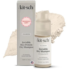 Kitsch Volumizing Rice Protein Dry Shampoo Powder – Oil-Absorbing, Non-Greasy Dry Shampoo for Women & Men, No White Cast, Fragrance Free, Travel Size, Dark Tinted & Invisible, 1 oz