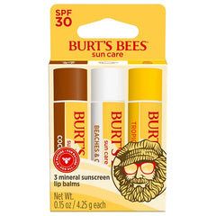 Burt’s Bees SPF 30 Lip Balm Set – Beaches & Cream, Island Getaway & Tropic Like It’s Hot, Water-Resistant, Natural Origin Sun Care, 3 Tubes
