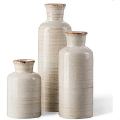 CwlwGO Ceramic Vase Set of 3, Small Flower Vases for Home Decoration, Modern Farmhouse Decor, Living Room Kitchen Table Centerpieces, Shelf, Mantel, Fireplace and Entrance Decorations.