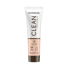 COVERGIRL Clean Invisible Foundation Makeup, Dewy & Glowy Natural Finish, Buildable Coverage, Skin-Like Smooth Look, Vegan