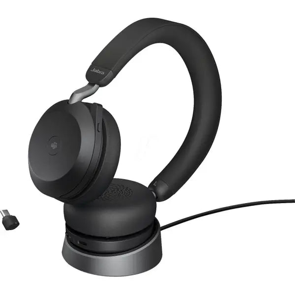 Jabra (27599-999-989) Evolve2 75 MS Bluetooth Headset for Microsoft Teams,  USB-A, Charging Stand