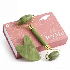 BAIMEI IcyMe Rose Quartz Roller & Gua Sha Facial Tool Set for Depuffing
