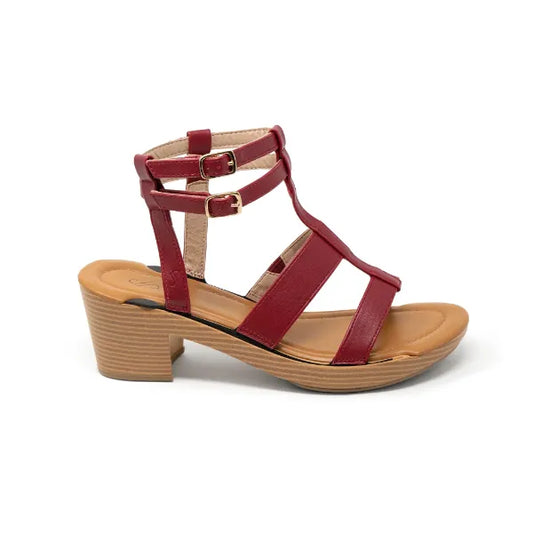 Solely Jane Jamaica Heel with Brown Base Option - Red