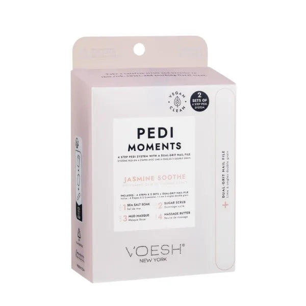 VOESH Pedi Moments, Two Sets of Pedi in a Box 4 Step + a Nail File, Spa Pedicure Kits, Nail Kit, At Home Pedicure Supplies, Self-Care Kit