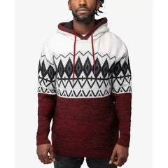 X-Ray Men's Color Blocked Pattern Hooded Sweater