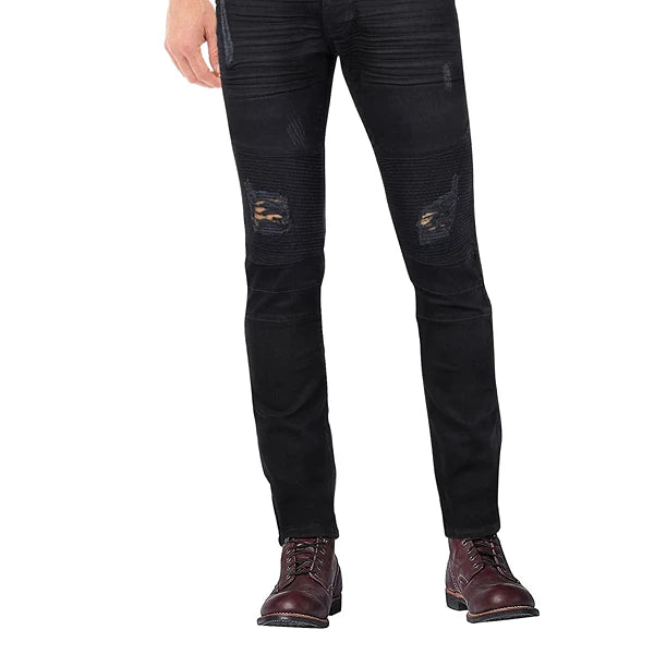 X-Ray Men's Rawx Slim Fit Moto Detail Stretch Jeans