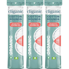 Cliganic Organic Cotton Rounds – Argan & Jojoba Oil Infused Makeup Remover Pads (300 Count) – Hypoallergenic, Lint-Free, 100% Pure Cotton