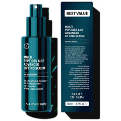 Allies of Skin Multi Peptides & Growth Factor Collagen Boosting Face Serum | Skin Tightening Anti-Aging Complex with 9% Peptides| Firms Sagging Skin & Visibly Reduces Wrinkles