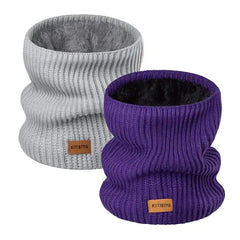 BUTKLNYTS (2-Pack) Knitted Neck Warmer & Fleece Lined Gaiter Scarf Mask for Skiing – Winter Scarves for Men & Women