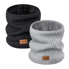 BUTKLNYTS (2-Pack) Knitted Neck Warmer & Fleece Lined Gaiter Scarf Mask for Skiing – Winter Scarves for Men & Women