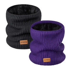 BUTKLNYTS (2-Pack) Knitted Neck Warmer & Fleece Lined Gaiter Scarf Mask for Skiing – Winter Scarves for Men & Women