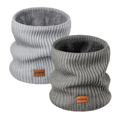 BUTKLNYTS (2-Pack) Knitted Neck Warmer & Fleece Lined Gaiter Scarf Mask for Skiing – Winter Scarves for Men & Women