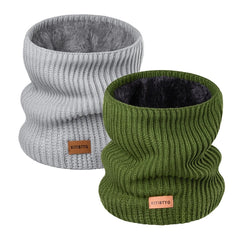 BUTKLNYTS (2-Pack) Knitted Neck Warmer & Fleece Lined Gaiter Scarf Mask for Skiing – Winter Scarves for Men & Women