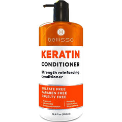 BELLISSO Sulfate & Paraben Free Conditioner with Biotin, Argan, Keratin & Tea Tree Oil – Deep Moisturizing, Anti Frizz & Anti Dandruff Treatment for Dry, Damaged, Color Treated & Curly Hair – For Women & Men