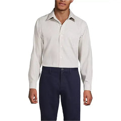 Lands' End Men's Supima Pinpoint Straight Collar Dress Shirt
