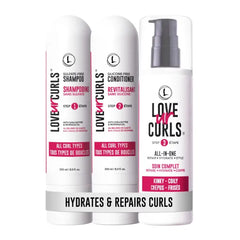 Love Ur Curls - Shampoo & Conditioner Set with All in One Curl Cream Styler for Wavy Hair, 3 Step System for Repair and Moisturizing 250ml