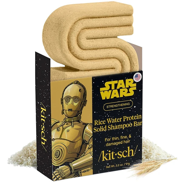 Kitsch Rice Water Protein Shampoo Bar for Hair Growth – Strengthening Shampoo Bar with Star Wars C-3PO Design, Reduces Breakage, Boosts Shine, Vegan, Paraben, Silicone & Sulfate-Free, 3.2 oz
