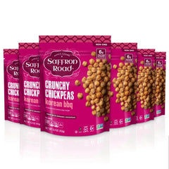 Saffron Road Roasted and Crunchy Chickpeas | High Protein Snacks, Gluten-free, Vegan High Fiber Snacks | Certified Halal and Kosher - 5.4oz  (Pack of 6)