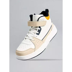 Panelled High Top Sneakers with Hook and Loop Closure brown