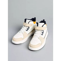 Panelled High Top Sneakers with Hook and Loop Closure brown