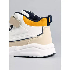 Panelled High Top Sneakers with Hook and Loop Closure brown