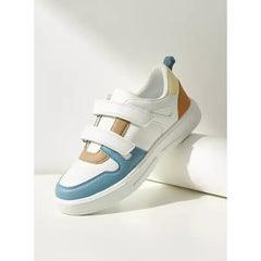 Colourblock Sneakers with Hook and Loop Closure White