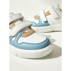 Colourblock Sneakers with Hook and Loop Closure White