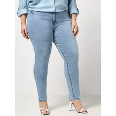 MAX FASHION Plain Skinny Fit Jeans-Blue