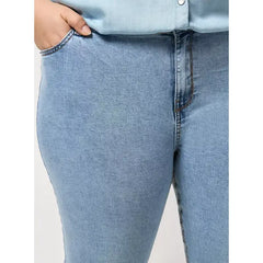 MAX FASHION Plain Skinny Fit Jeans-Blue