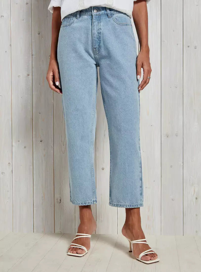 MAX FASHION Straight Fit Ankle Length Jeans-Blue