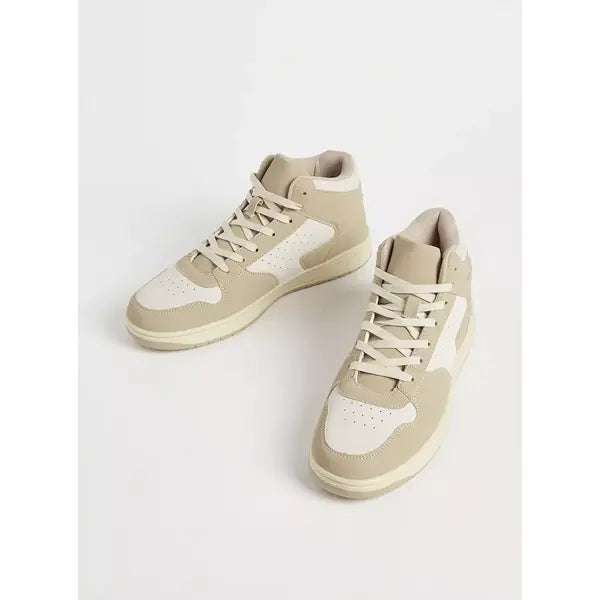 Panelled | Hi-Top Sneakers with Lace-Up Closure