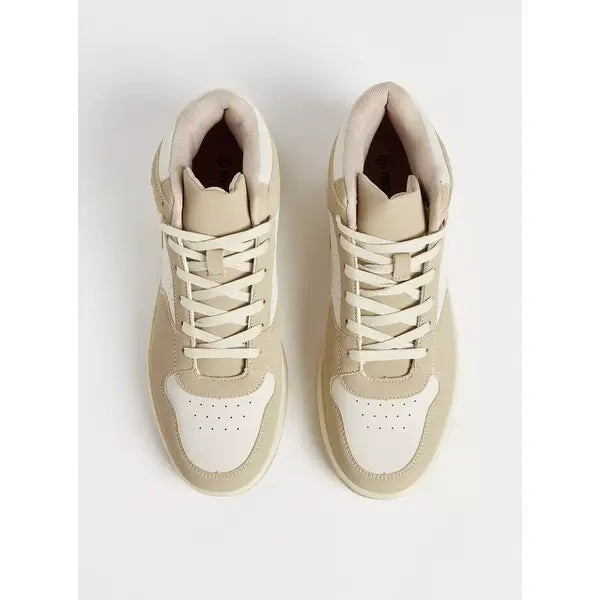 Panelled | Hi-Top Sneakers with Lace-Up Closure