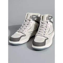 Panelled High Top Sneakers with Lace-Up Closure Gray