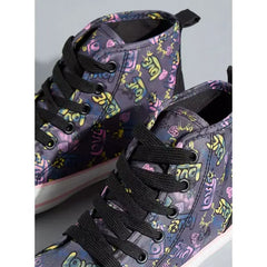 Printed High Top Sneakers with Lace-Up Closure gray